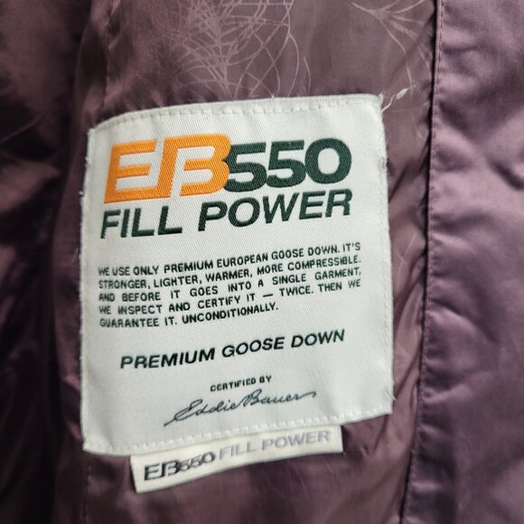 Eddie Bauer Purple Goose Down Puffer Long Coat EB550 Fill Power Size Small Hood - Picture 5 of 10